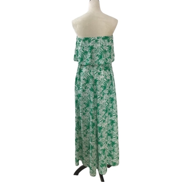 Japna Boho Green White Tropical Maxi Dress Size Medium New - Picture 3 of 9